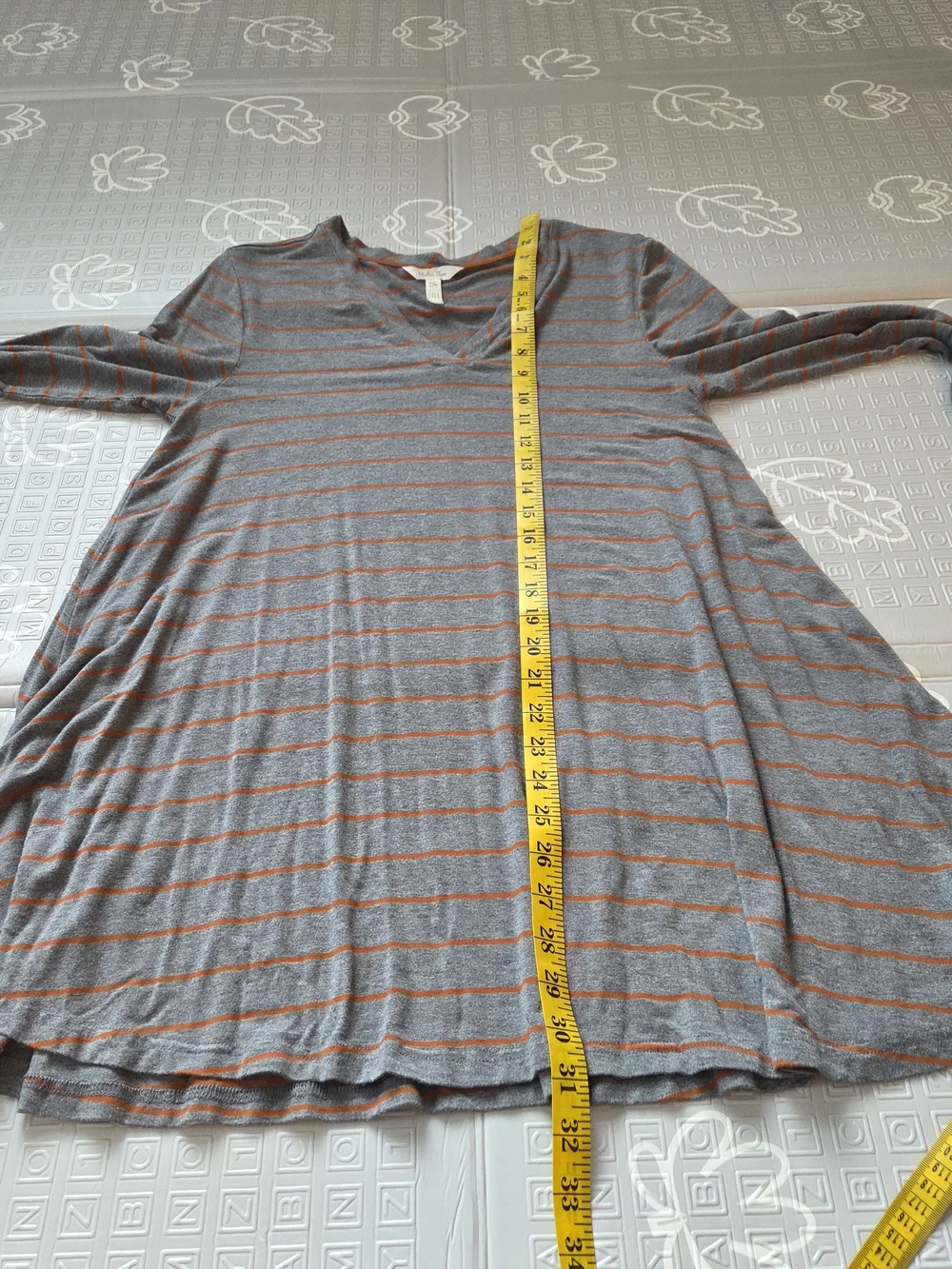 Matilda Jane Womens Striped V Neck Swing Dress Grey Burnt Orange Size Medium